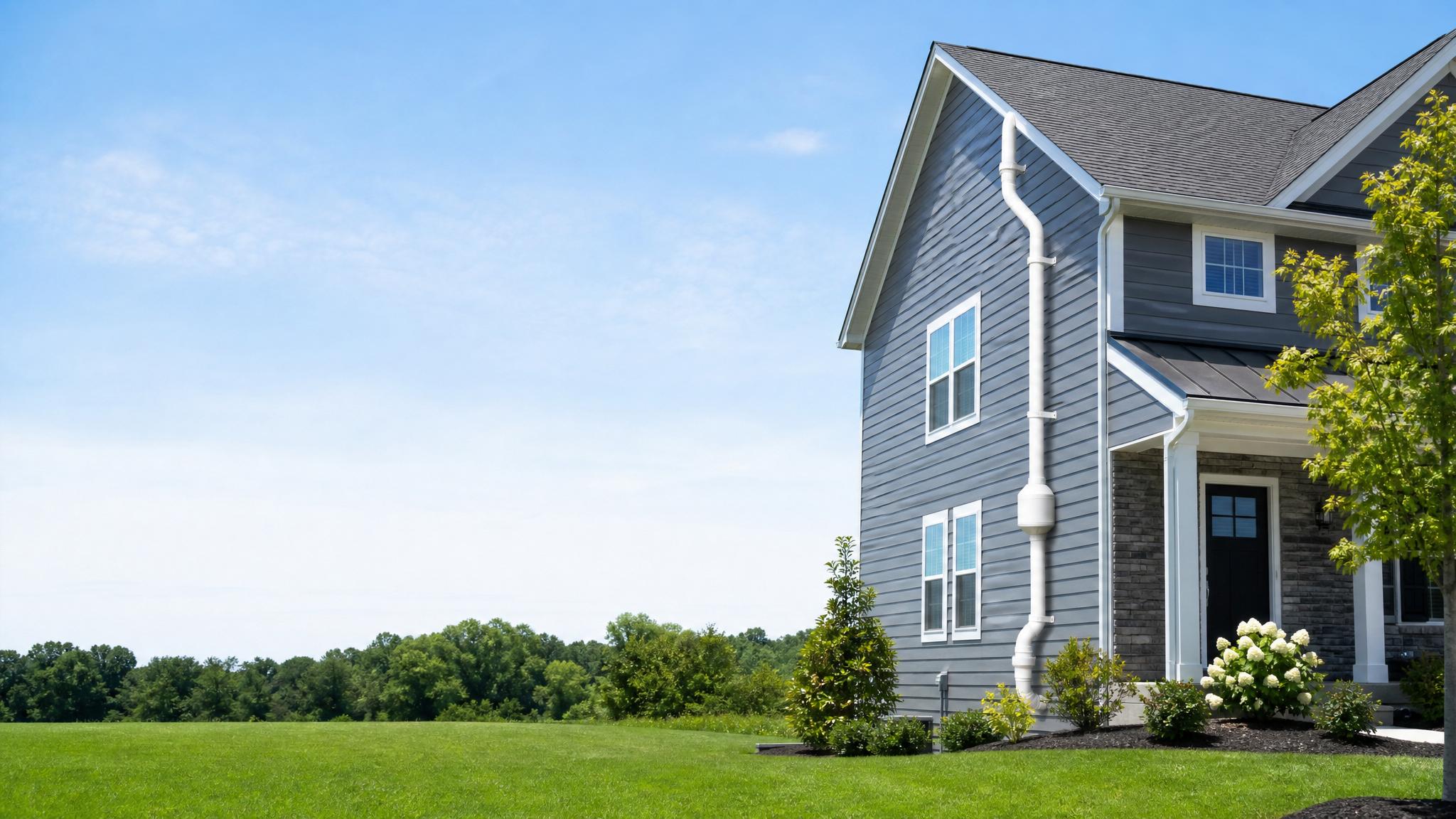 Safe home exterior after radon mitigation